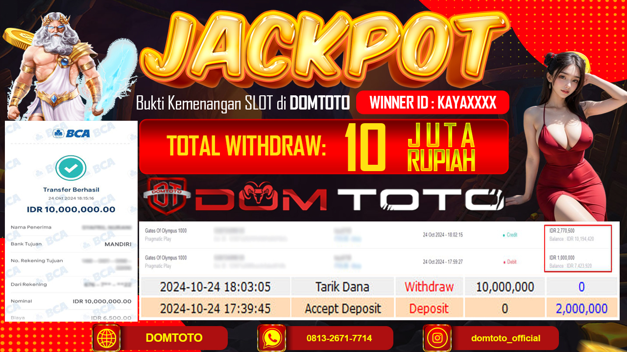 JACKPOT SLOT GATES OF OLYMPUS 1000 24 OKTOBER 2024
